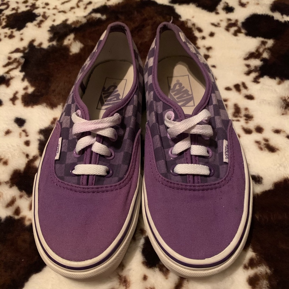 Purple checkerboard Vans